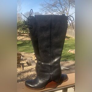 Kork-Ease 'Lorelei' Wedge Tall Boots - Black Leather - Women’s Size 7 Like New